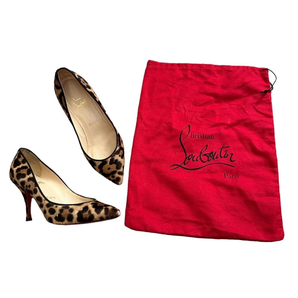 Christian Louboutin Calf Hair Leopard Print Heeled Pumps